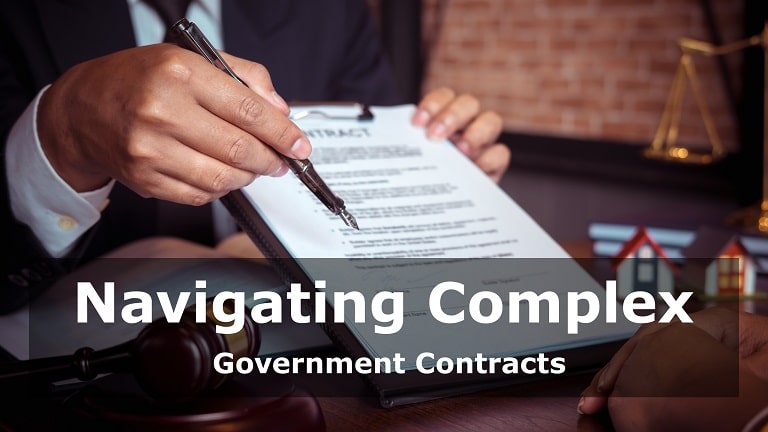 Hands signing a complex defense contract document, representing regulatory and compliance challenges.