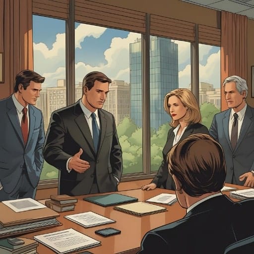 Executives in a confidential boardroom discussion, illustrating the internal challenges and potential communication breakdowns that can lead to executive search leaks.