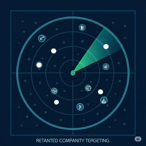An illustration of a radar screen scanning a market of companies and highlighting a select few, symbolizing the creation of a strategic target list for executive search.