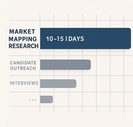 An illustration of a project Gantt chart showing the timeline for a retained search, with a focus on the initial market mapping phase.