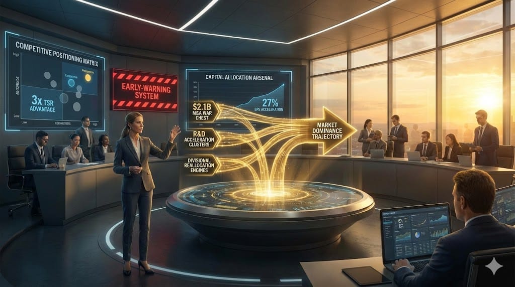 Strategic CFO wielding capital allocation as competitive weapon through dynamic portfolio optimization, M&A war chest deployment, and real-time reallocation engines outmaneuvering slower rivals