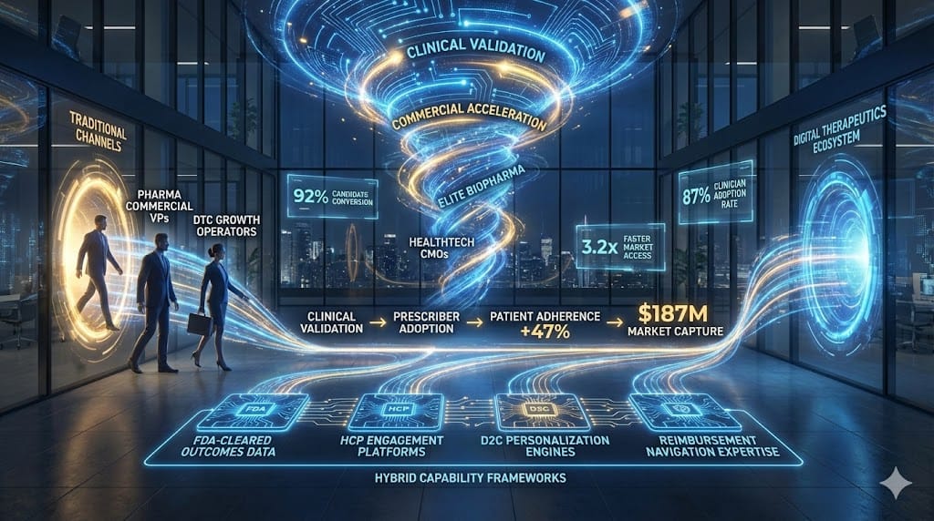Strategic talent magnet attracting elite commercial and marketing executives to digital therapeutics through patient outcome narratives, regulatory-validated ROI, and clinician adoption acceleration.
