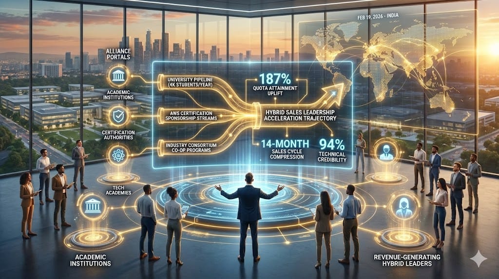 Enterprise forging strategic partnerships with universities, AWS/Azure academies, and industry consortia building sustainable hybrid sales talent ecosystem driving 187% quota attainment through sponsored upskilling pipelines