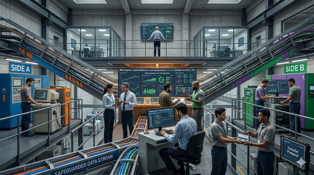 A team ensuring continuity and safeguarding executive value during a major organizational transition, illustrating change-of-control protections