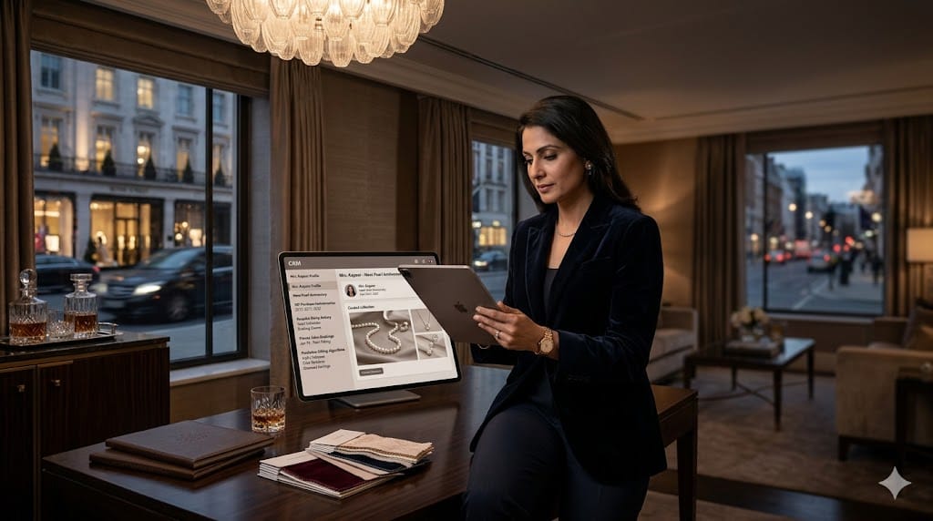  luxury retail clienteling specialists crafting personalized CRM strategies for high-net-worth loyalty using sophisticated client 360 profiles.