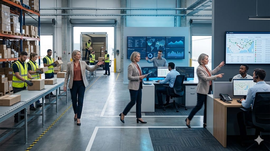 A flexible executive leader contributing across multiple teams and environments, illustrating the rise of fractional and interim leadership roles
