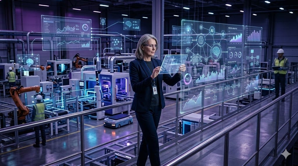Change leadership in Industry 4.0 environment with smart factory automation digital interfaces and modern manufacturing technology
