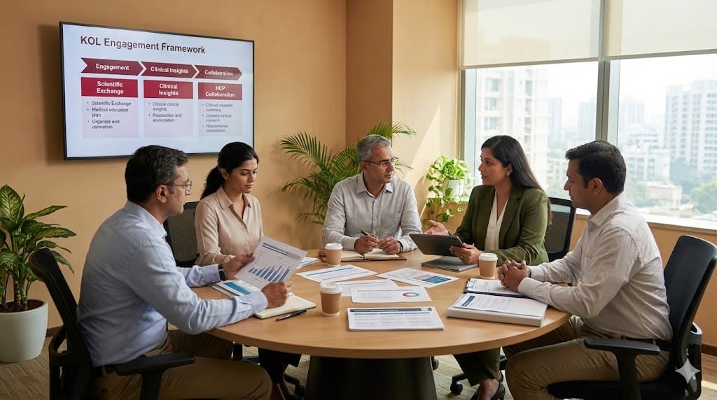 pharmaceutical medical affairs leaders collaborating with healthcare professionals to strengthen KOL networks and engagement strategies