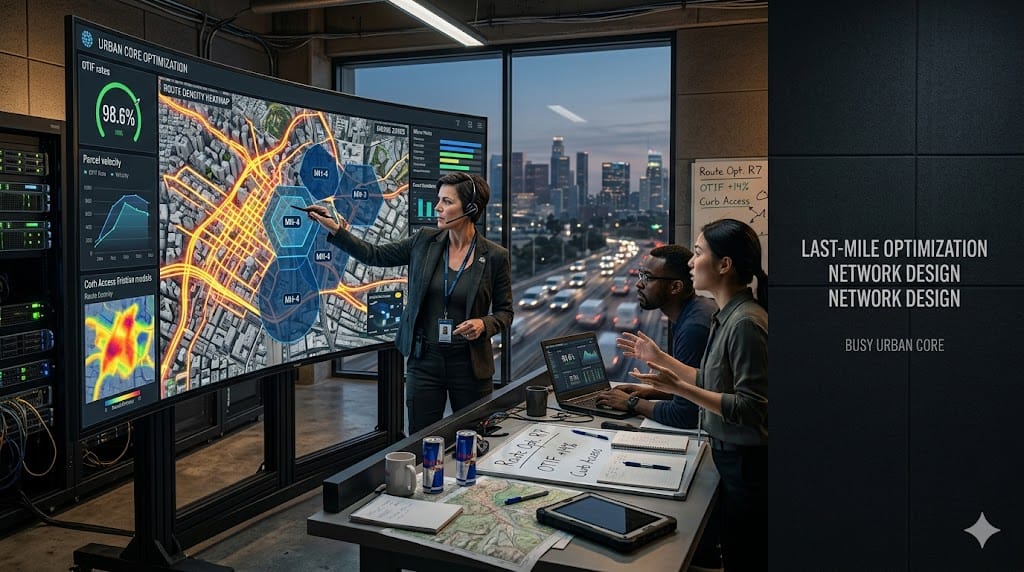 retail logistics experts optimizing last-mile delivery networks through advanced route simulations and micro-fulfillment modeling.