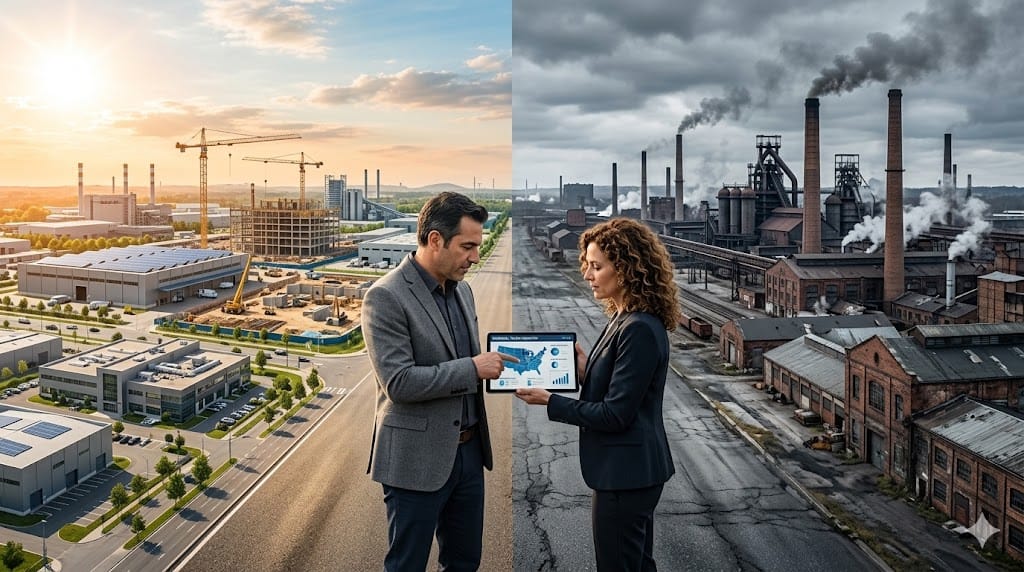 Industrial regions in warm and cold climates representing competition for executive talent between Sunbelt and Rustbelt