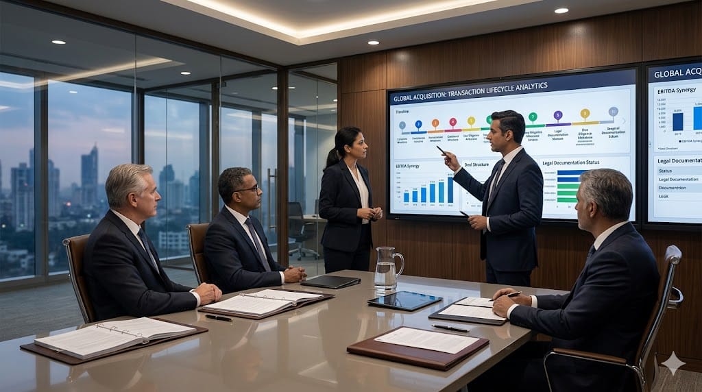 Senior executives reviewing full lifecycle transaction data and deal milestones to evaluate end-to-end experience