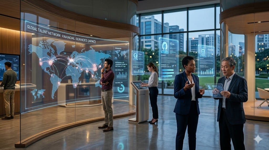 Advanced executive search team using AI-driven tools, immersive data environments, and global talent networks to identify top leadership candidates.