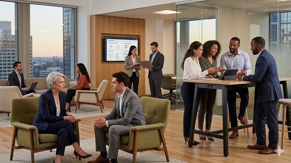 A team engaging with potential executive candidates through proactive interactions and relationship-building activities during the search process