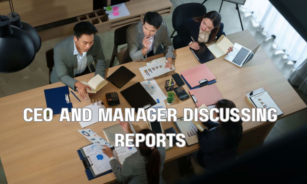 CEO And Manager Discussing Reports