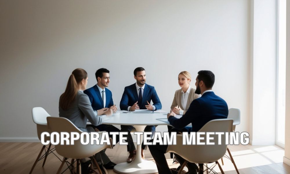 Business leaders presenting their company's history and values to strengthen employer branding and attract top talent.