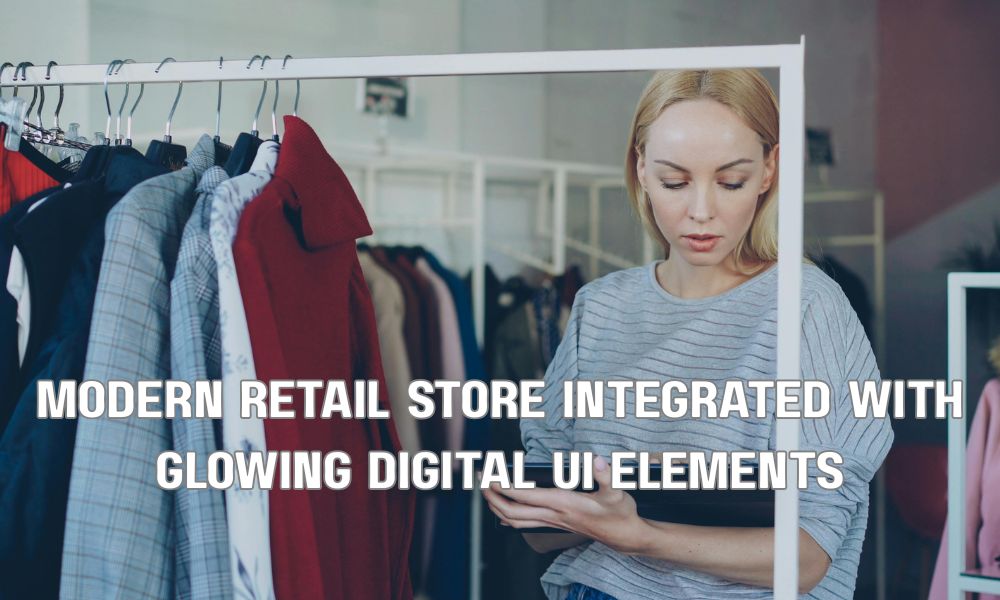 Modern Retail Store Integrated With Glowing Digital UI Elements